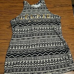 Four Girlz Tribal Print Gold Printed Celfie Tank